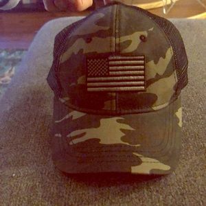 Green camo American flag hat